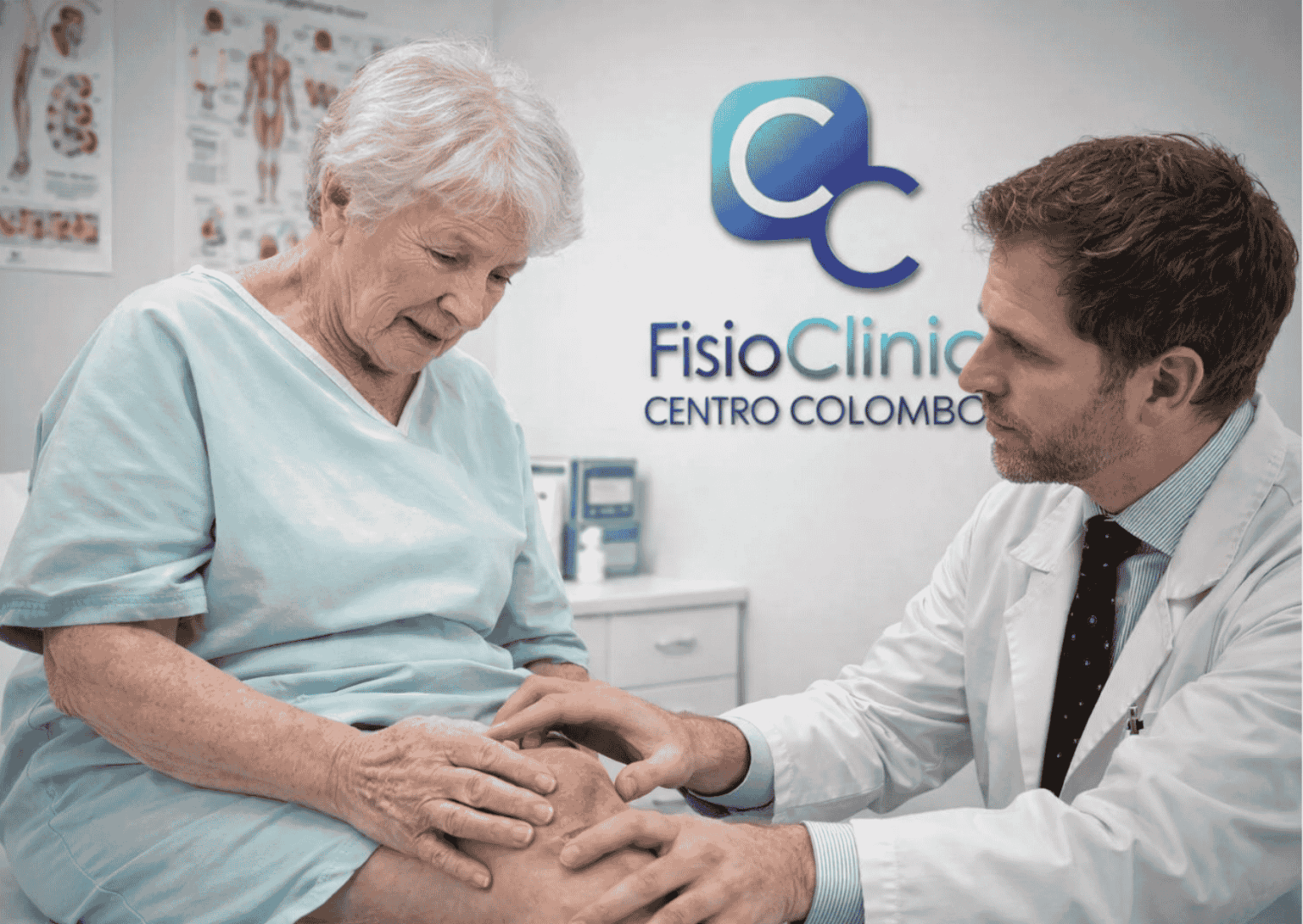 Fisiatra visita una paziente con borsite del ginocchio presso FisioClinic Centro Colombo Genova